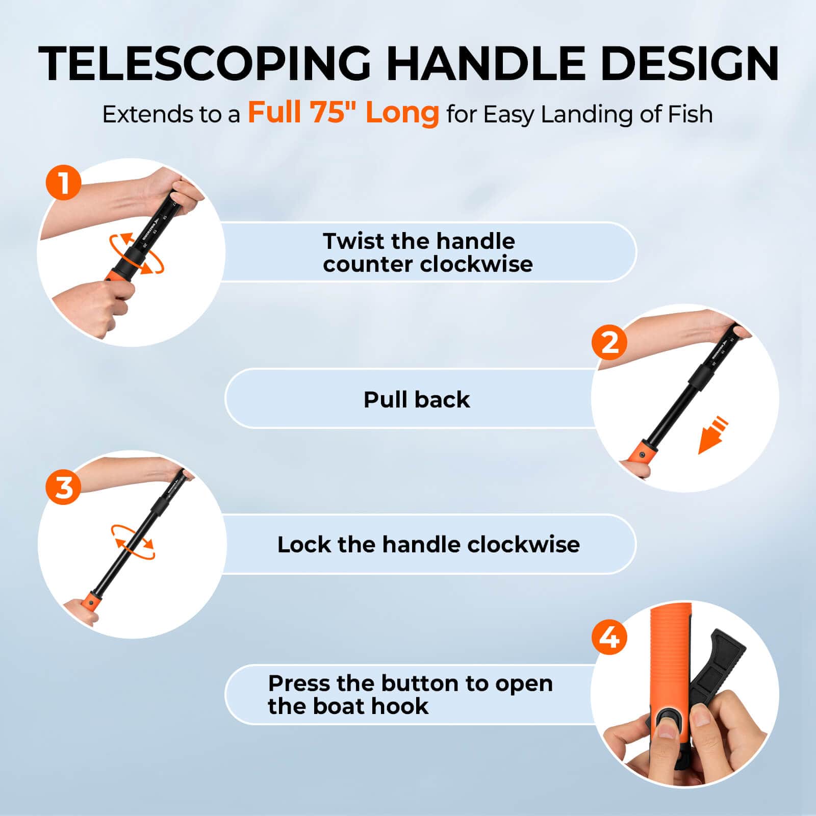 KastKing Brutus Foldable Extendable Fishing Net With Boat Hook - Image 12