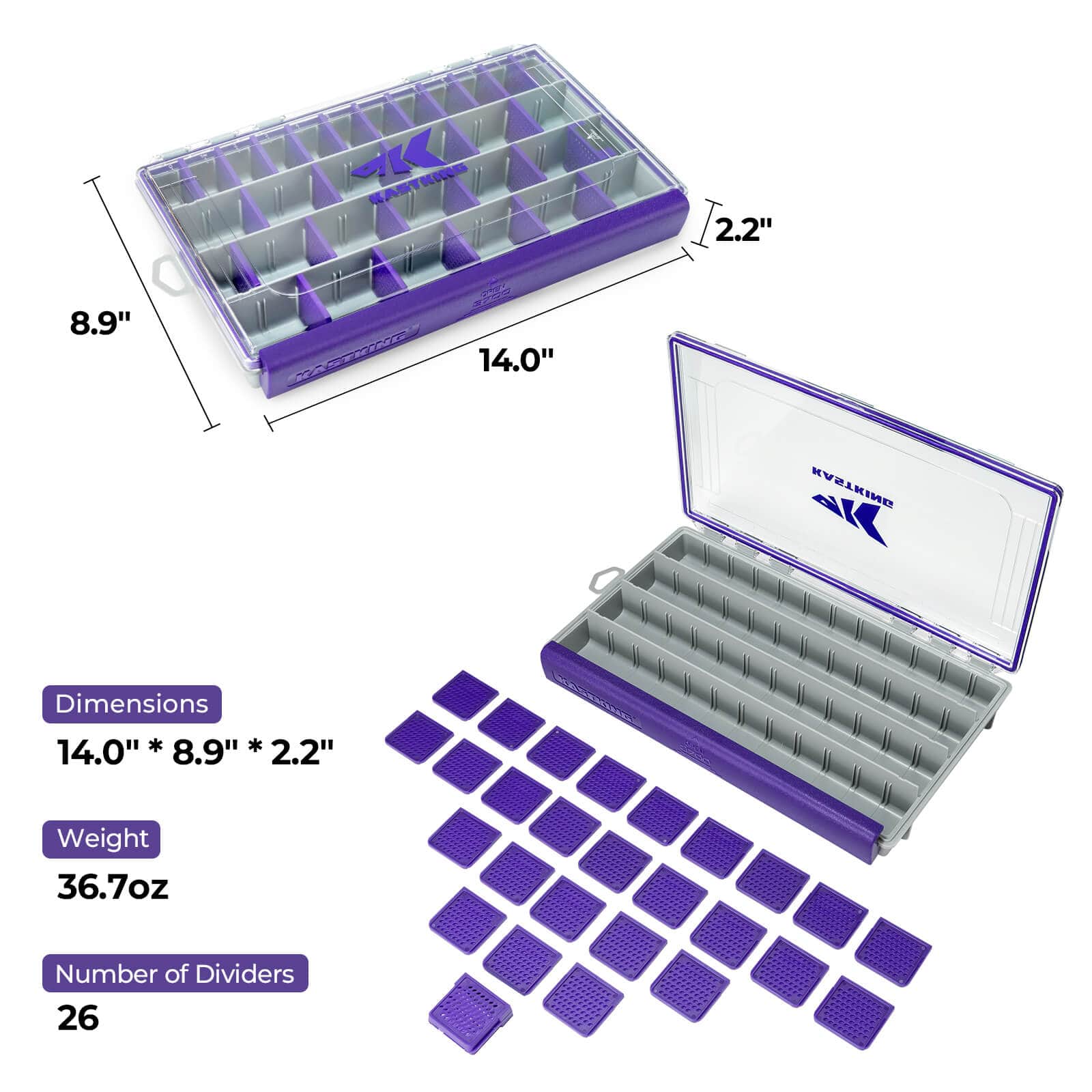 KastKing HyperSeal Waterproof Tackle Box - Purple - Image 18