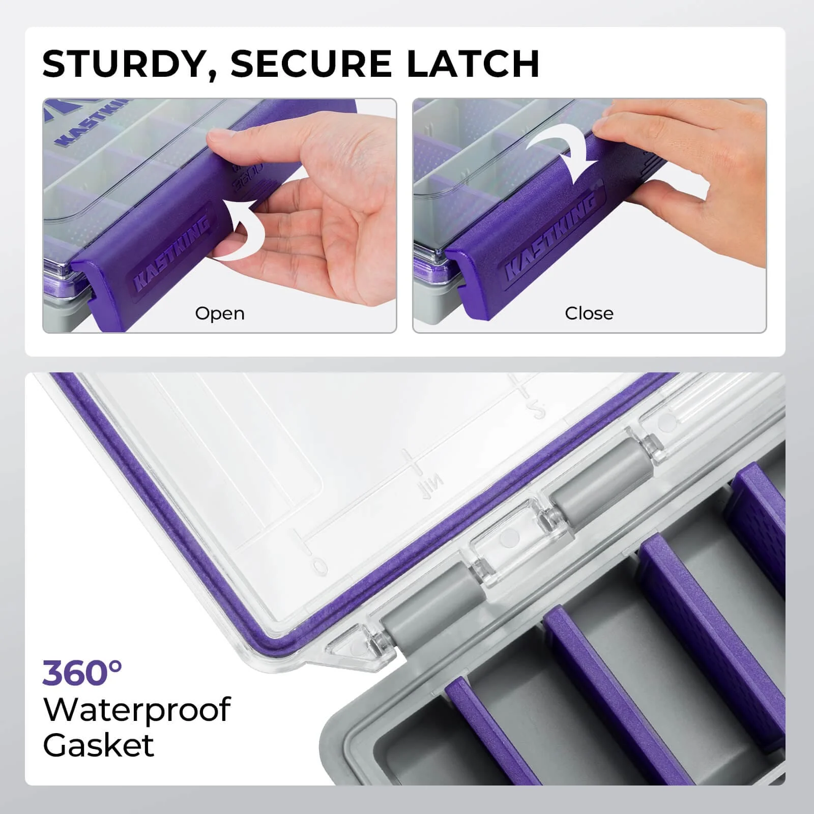 KastKing HyperSeal Waterproof Tackle Box - Purple - Image 5