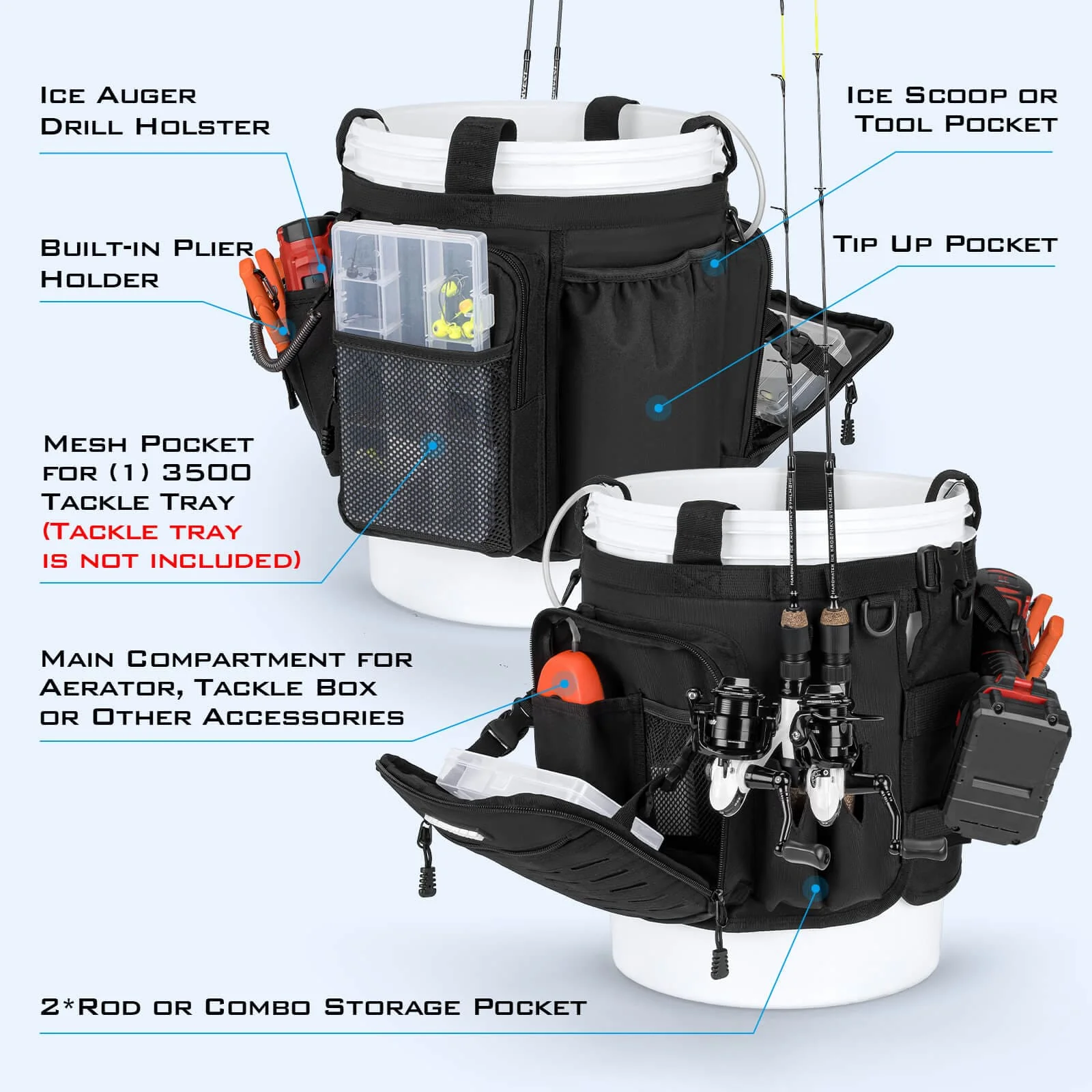 KastKing Karryall Fishing Bucket Organizer for 5 Gallon Bucket - Image 3