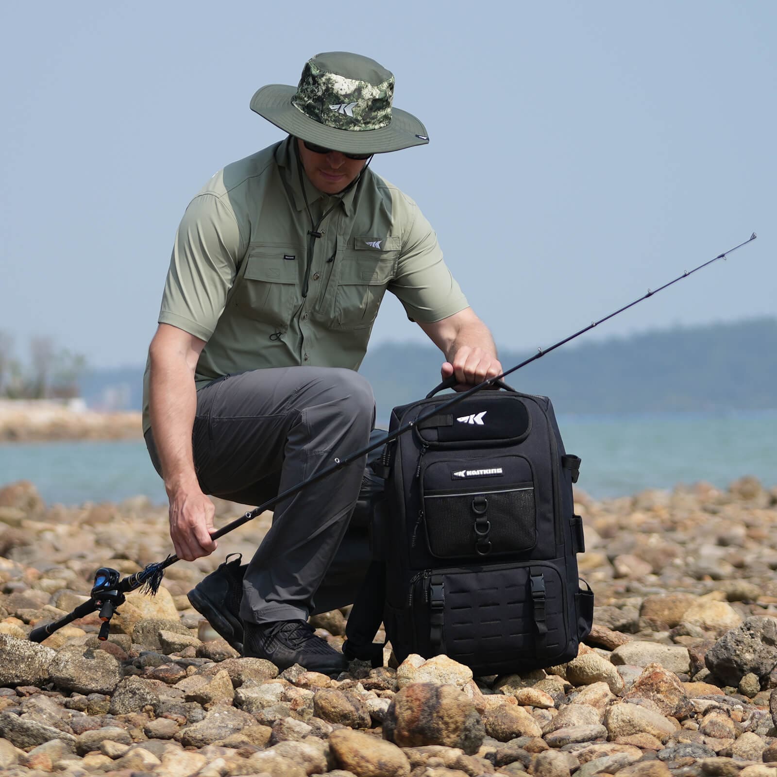 KastKing KarryAll Tackle Backpack with Rod Holders 4 Tackle Boxes - Image 11