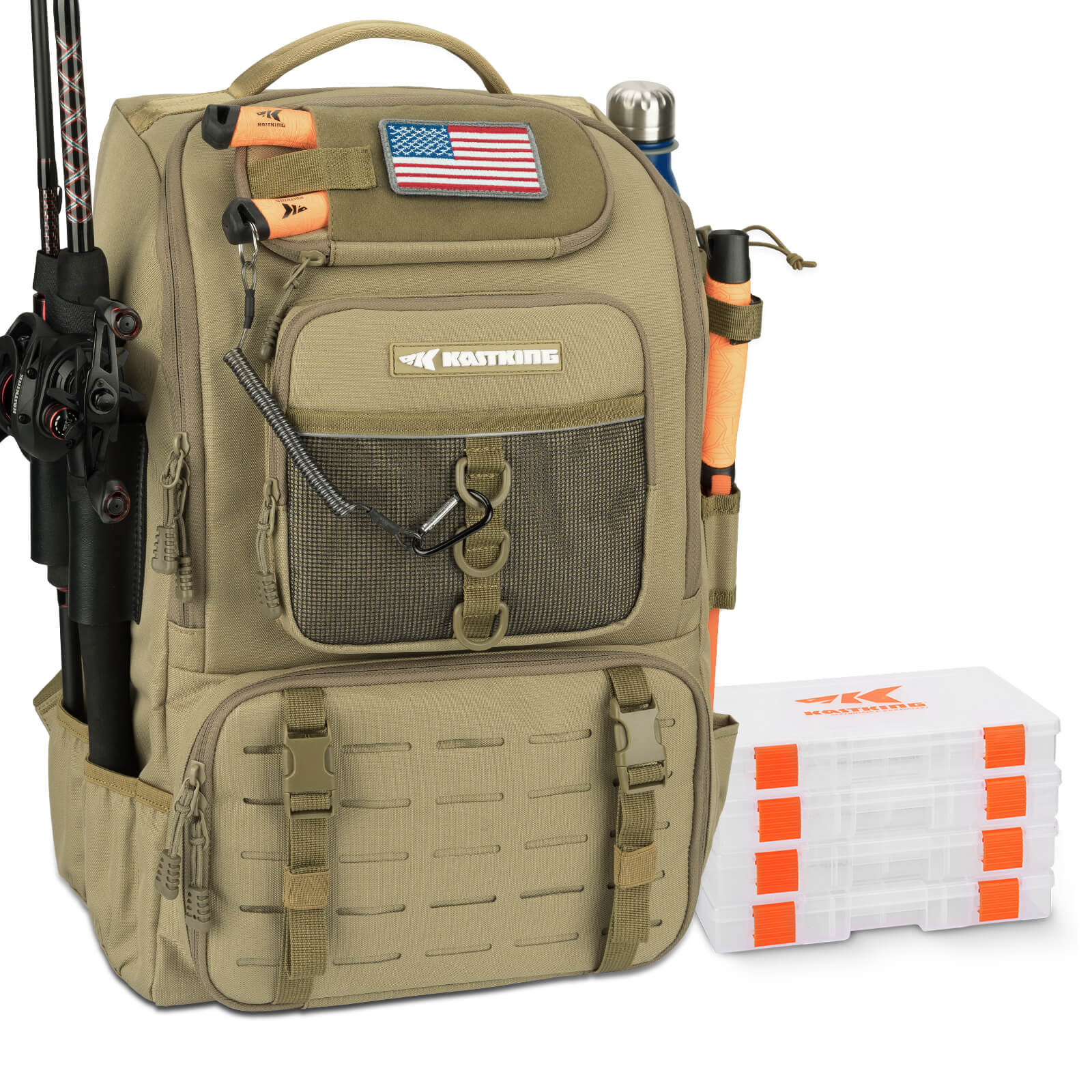 KastKing KarryAll Tackle Backpack with Rod Holders 4 Tackle Boxes - Image 14