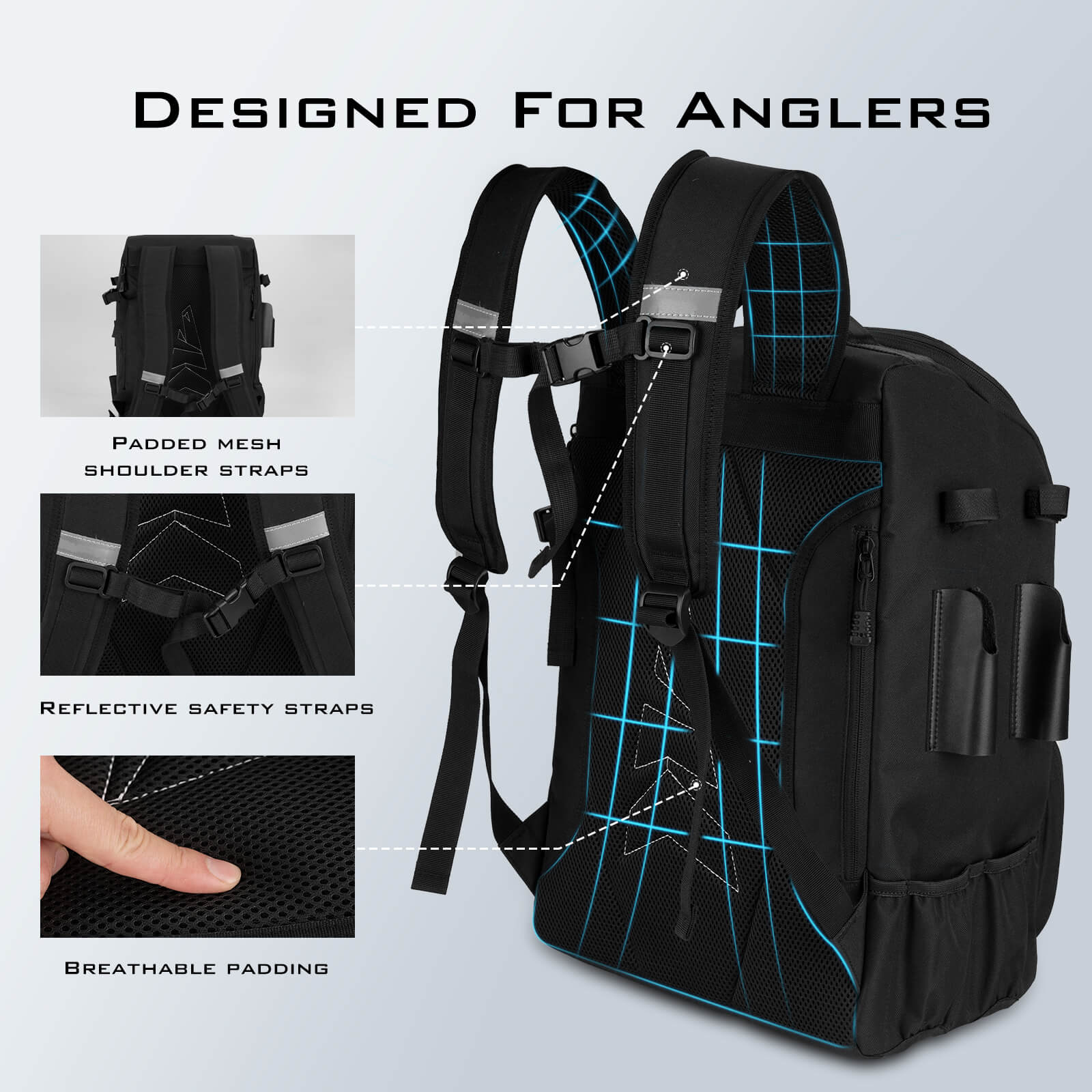 KastKing KarryAll Tackle Backpack with Rod Holders 4 Tackle Boxes - Image 5