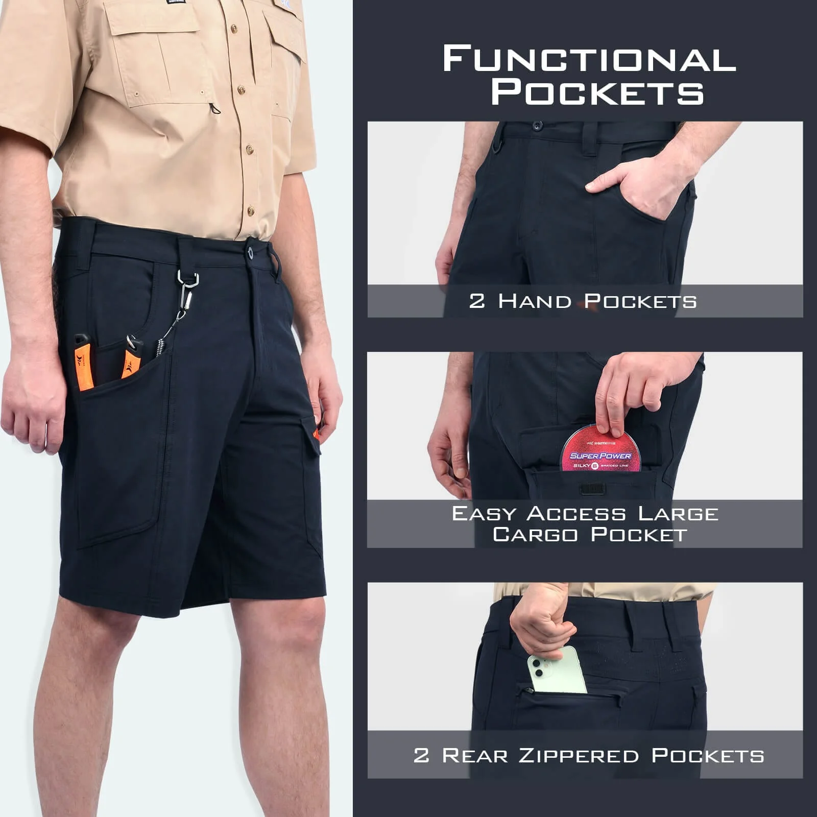 KastKing Men's Casual Hiking Cargo Shorts - Image 3