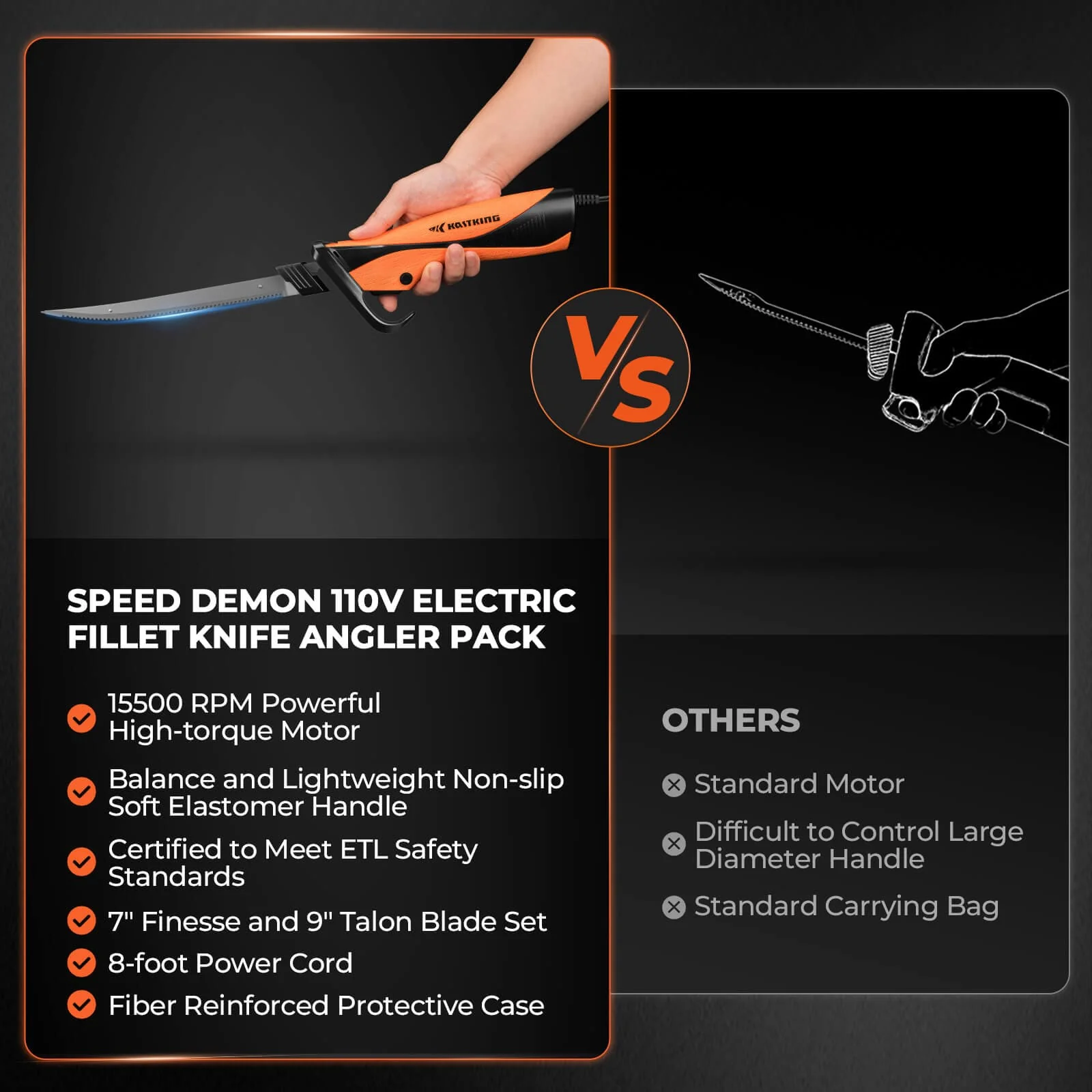KastKing Speed Demon 110V Electric Fillet Knife - Image 8