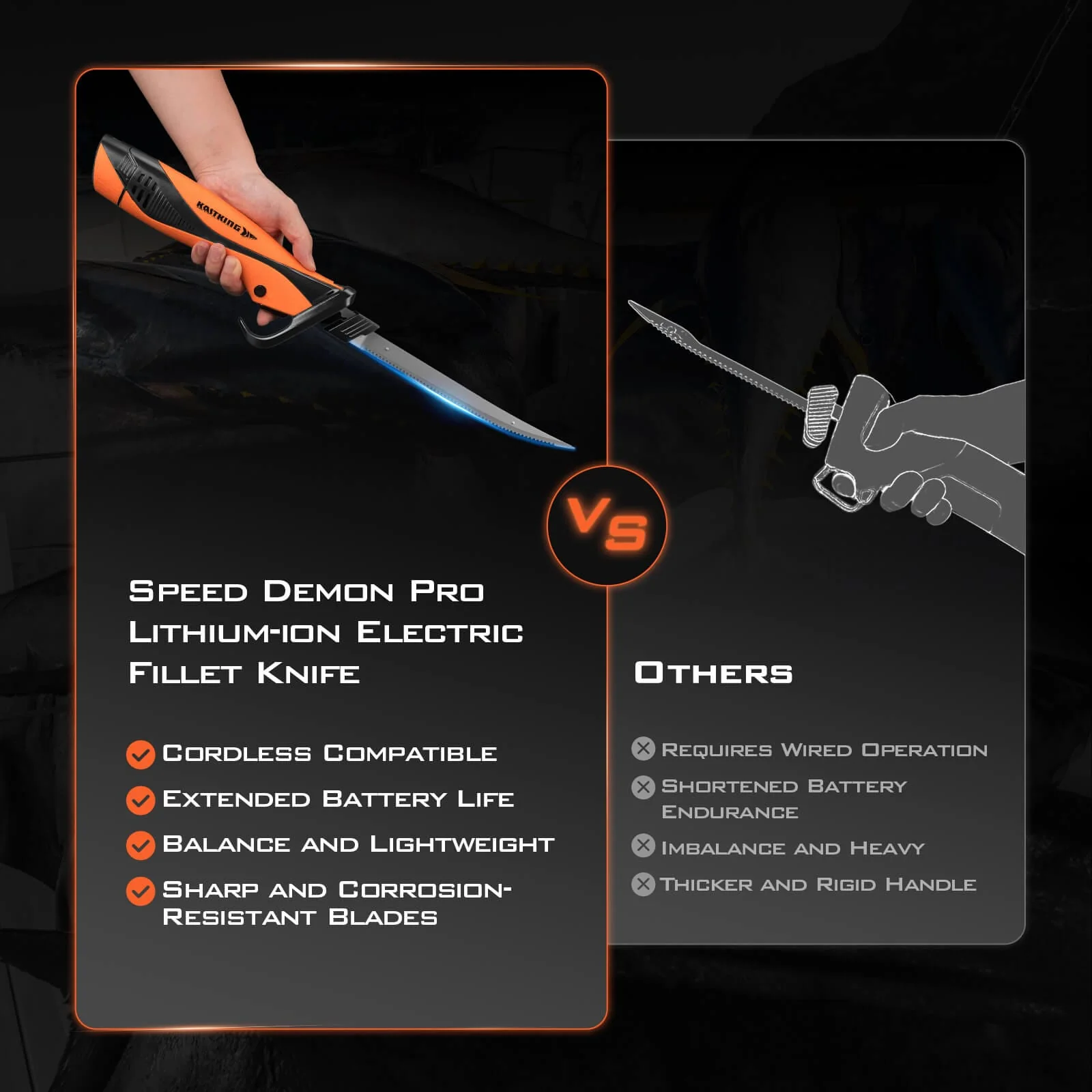 KastKing Speed Demon Pro Lithium-ion Electric Fillet Knife - Image 11