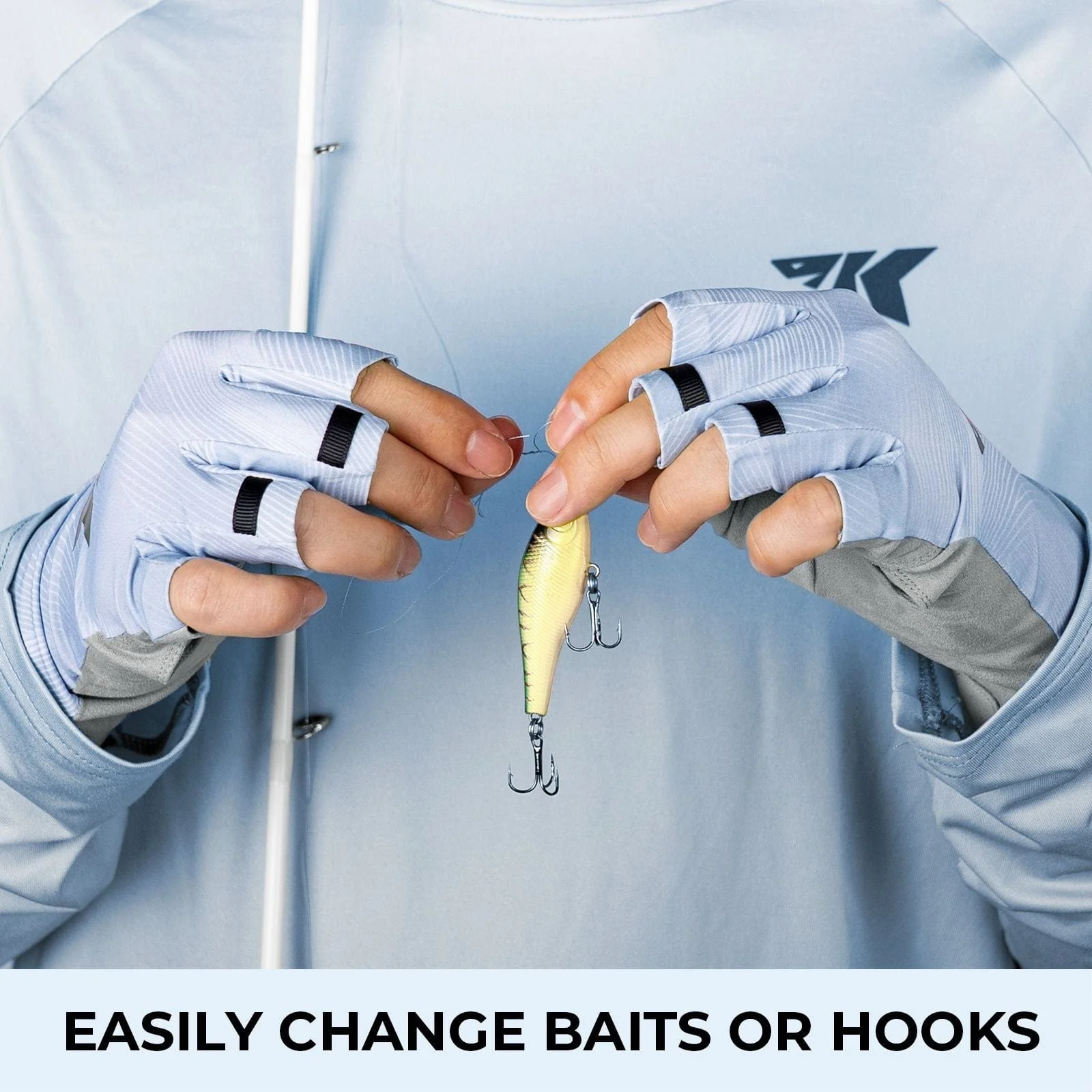 KastKing Ultimate Angler Fingerless SPF Sun Gloves - Image 6