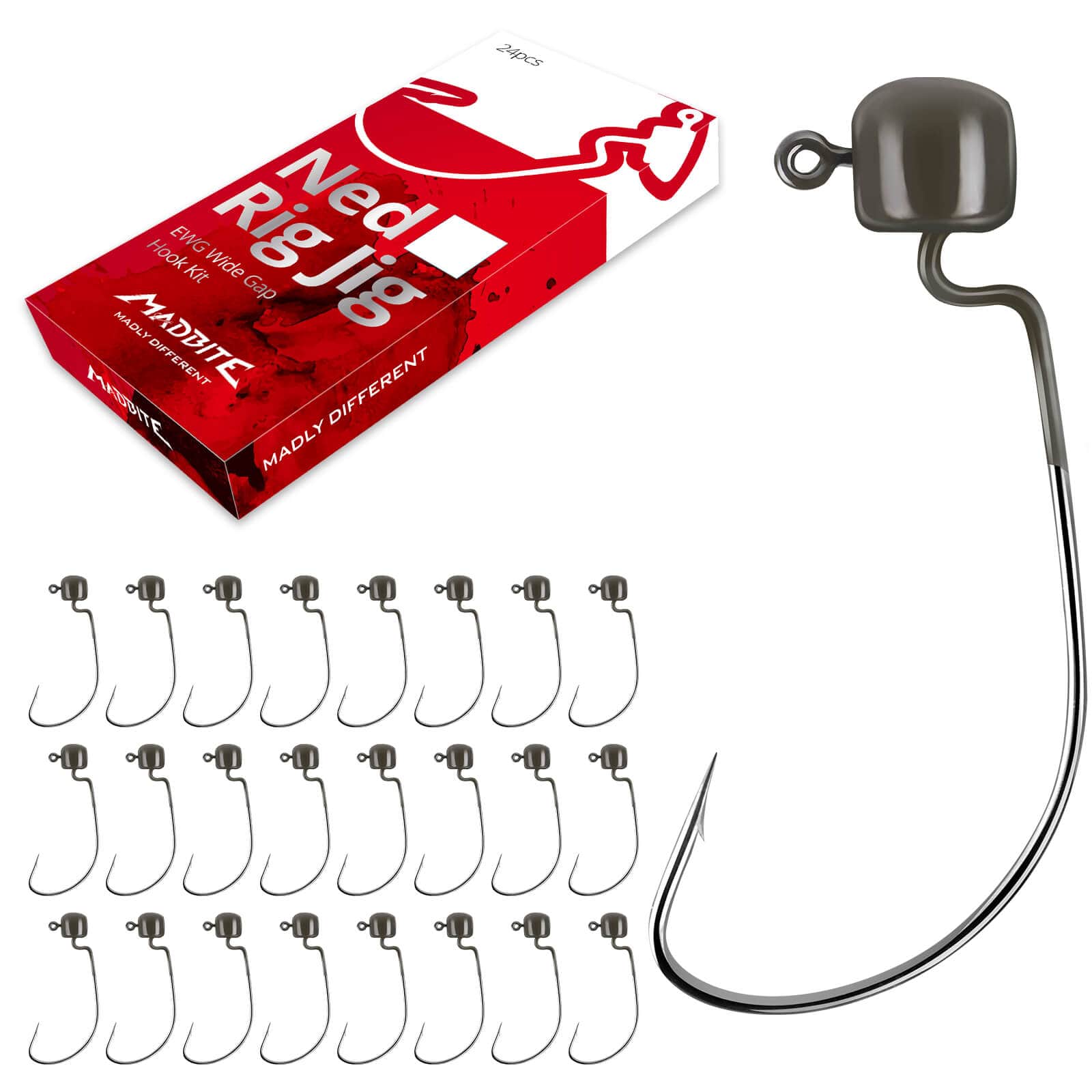 MadBite 24 Pcs Ned Rig Jig Hook Kits - Image 4
